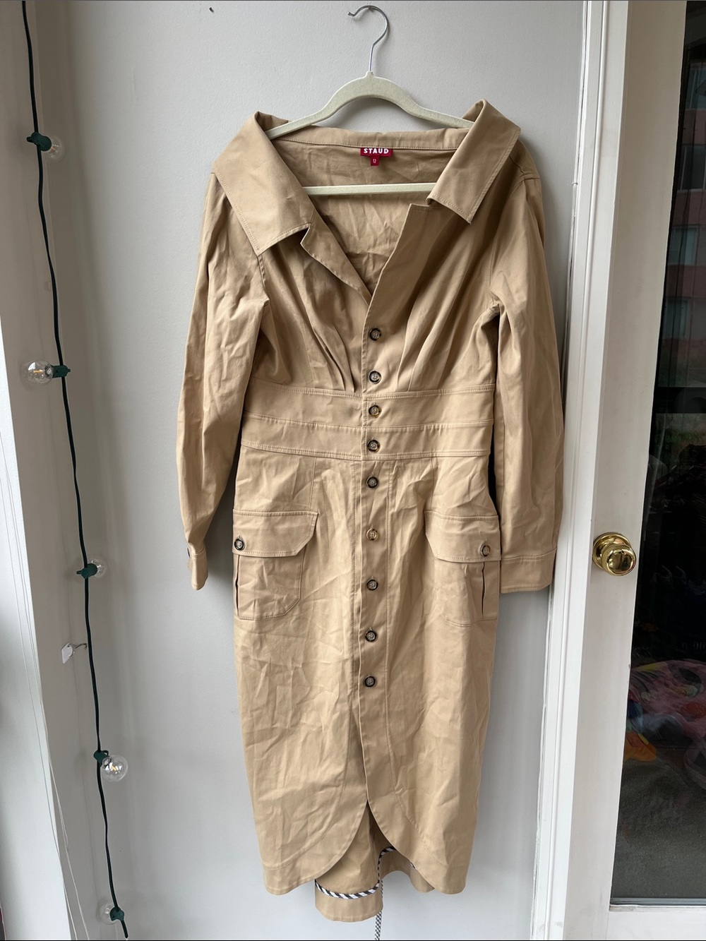 STAUD Trench Dress in Khaki